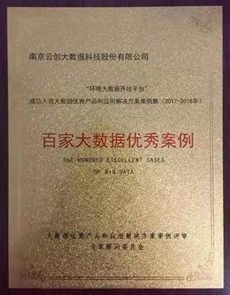 【合作伙伴】“環(huán)境大數(shù)據(jù)開放平臺(tái)”榮獲“百家大數(shù)據(jù)優(yōu)秀案例”